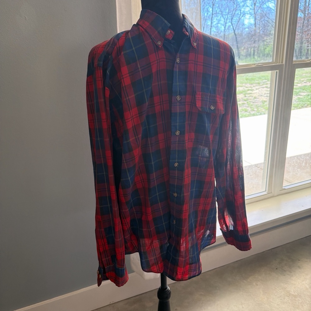 NWOT Chaps Ralph Lauren Red and Blue Plaid Shirt L Holiday Workwear